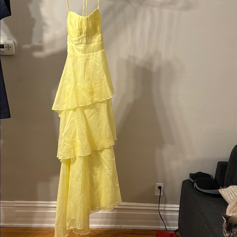 Elegant Yellow Layered Dress